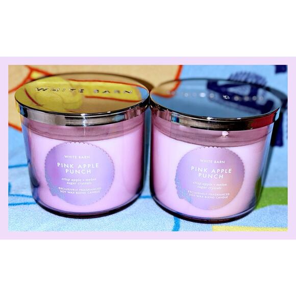 Lot of 2 Bath & Body Works Pink Apple Punch Large 3-Wick Candle 14.5oz - Picture 2 of 4